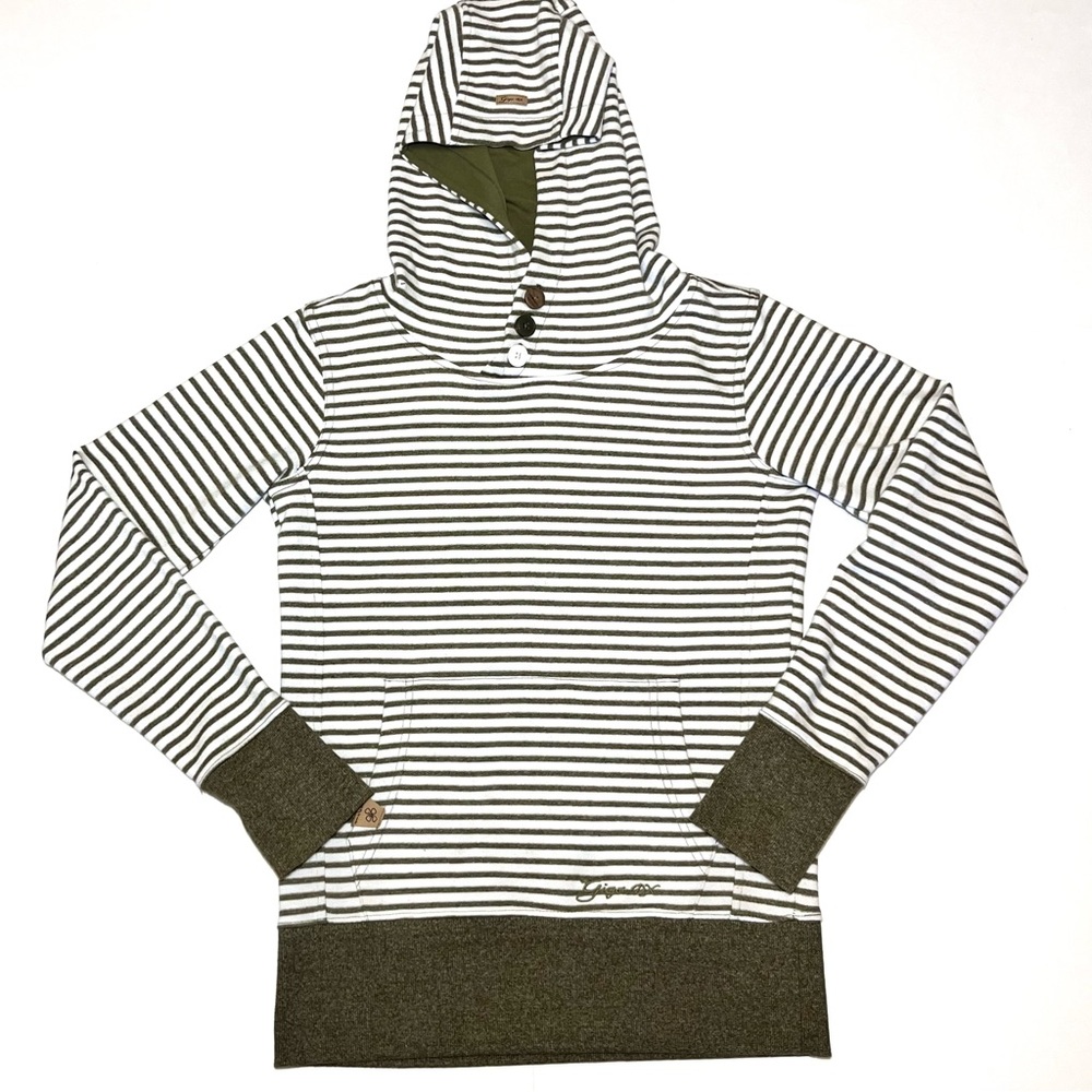 GIGA DX by Killtec Women’s Size 6 (Small) Hooded Sweater Striped Green/Ivory